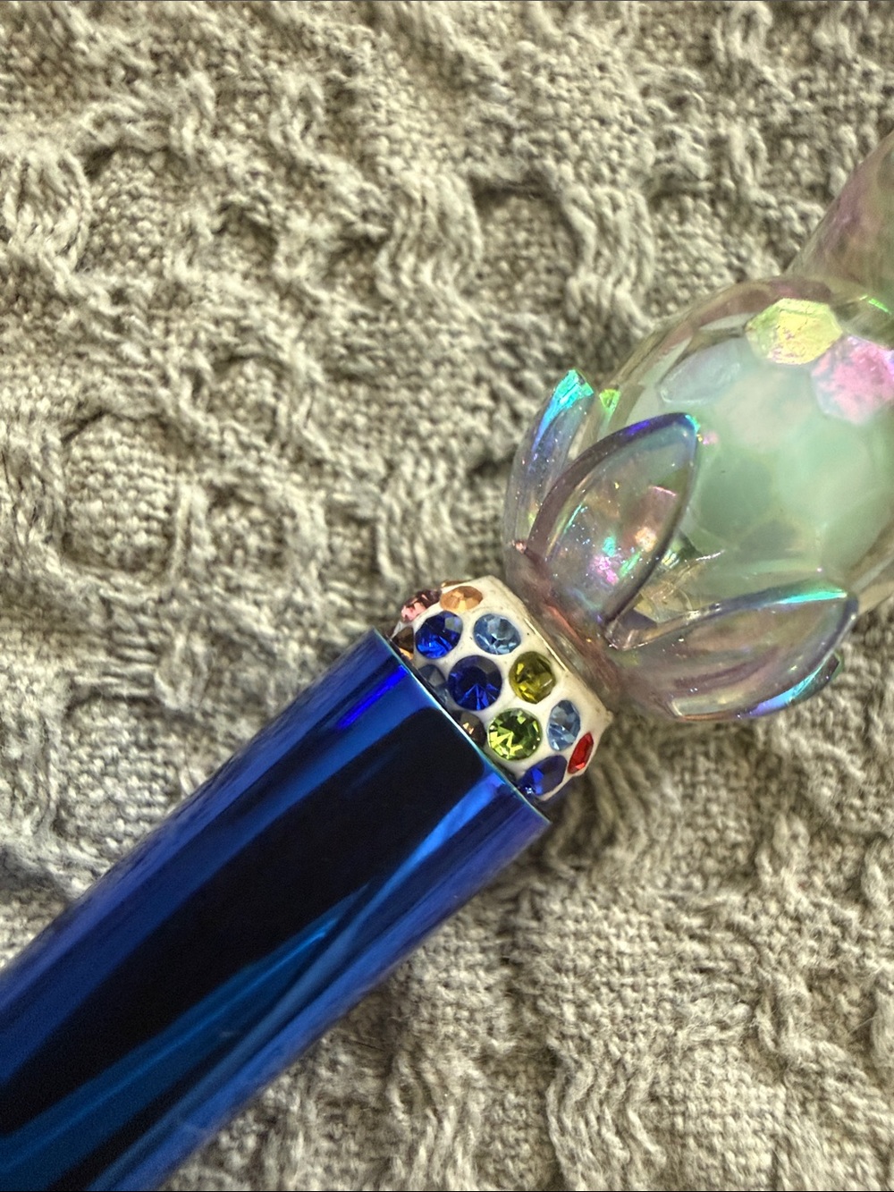 Blue Beaded Decorative Ballpoint Pen - Picture 3 of 5